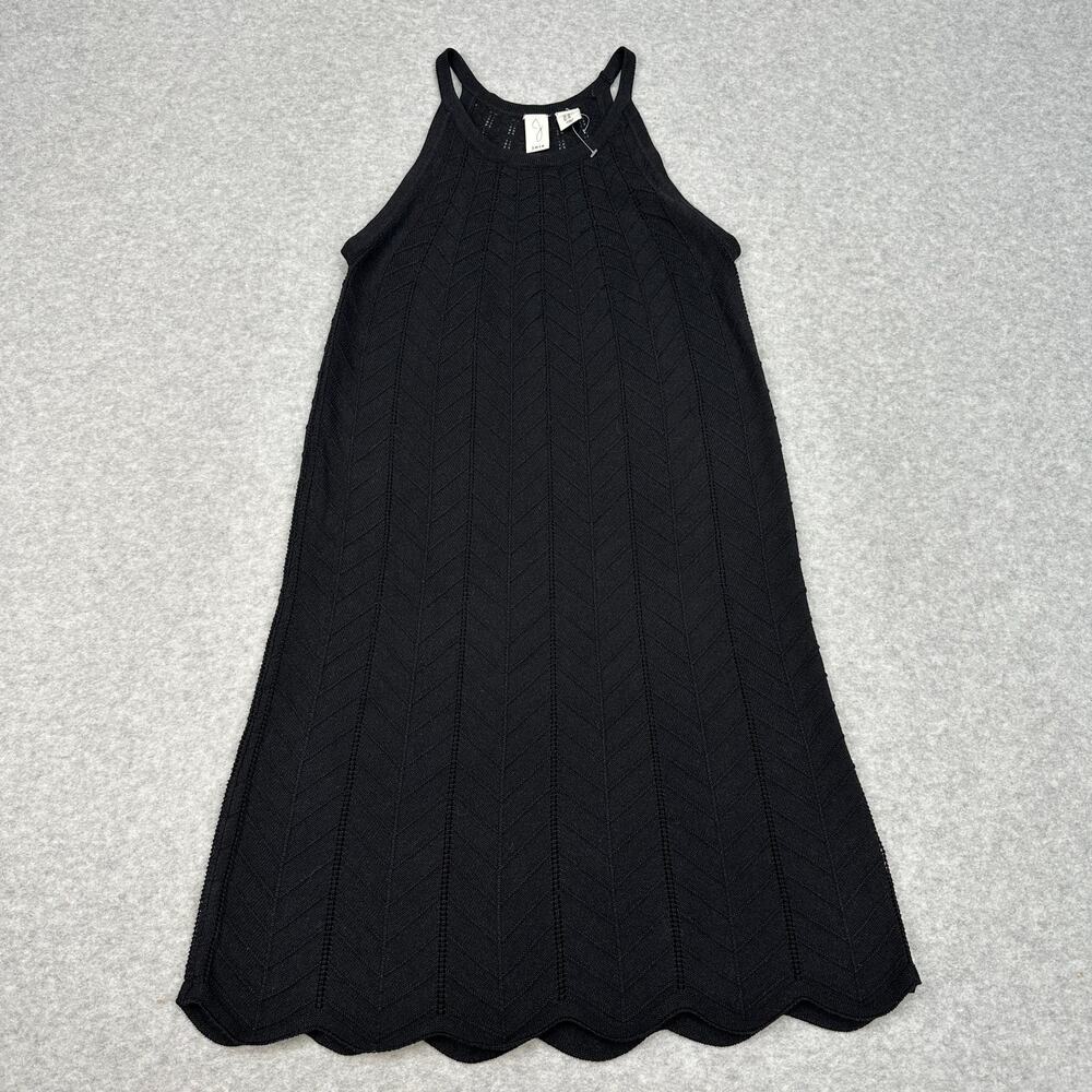 Joie Crochet Chunky Knit Midi Dress WMNS XS Black High Neck Cotton Blend CoverUp